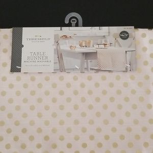 Cute Light Pink Table Runner with Gold Dots